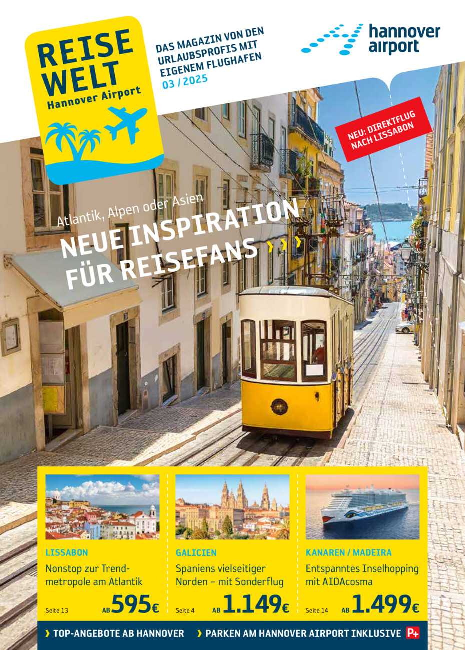 Flugreisen ab Hannover 03/2025 vom Montag, 17.03.2025