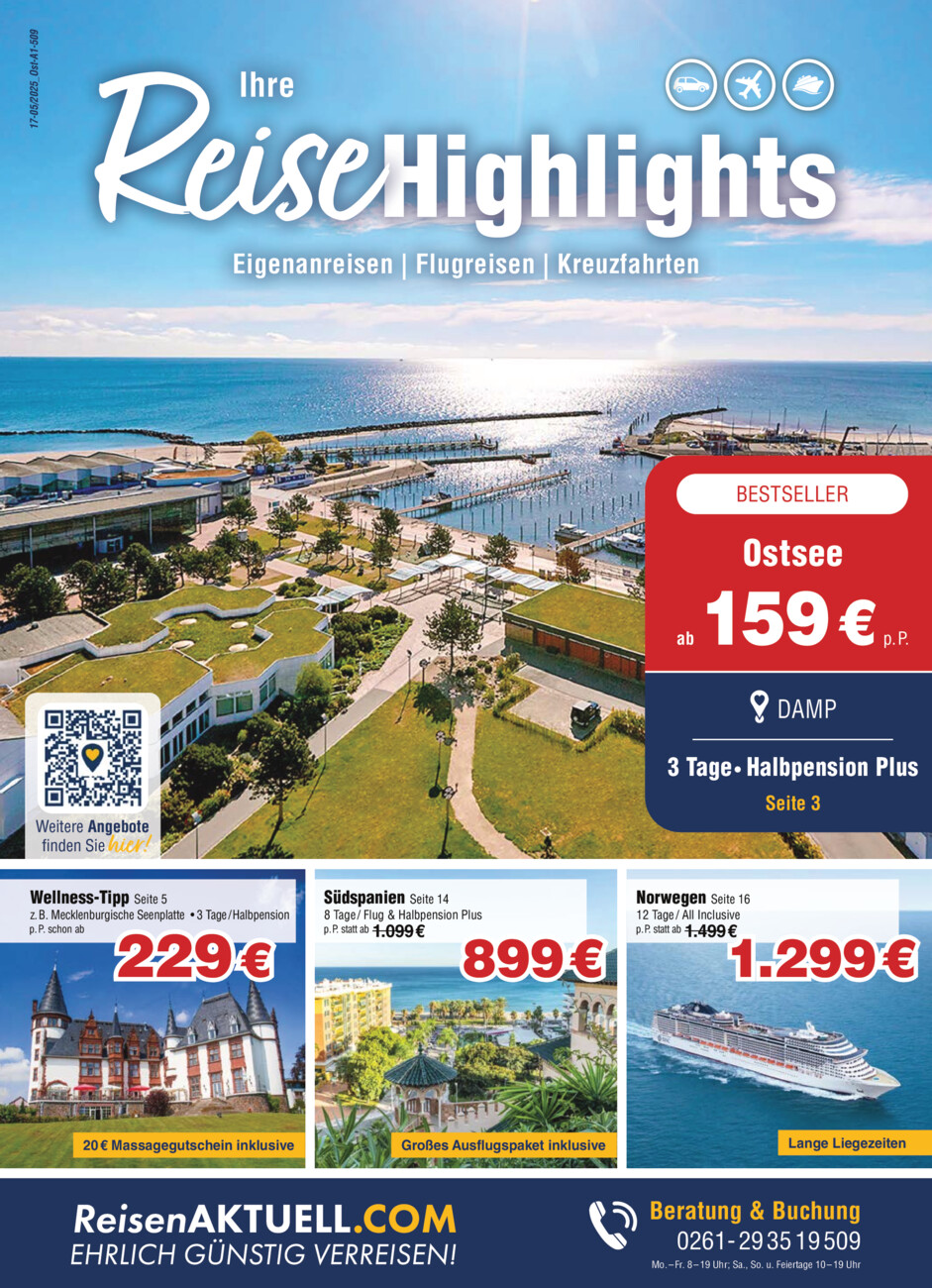 Ihre Reisehighlights 17-05/2025 vom Samstag, 17.05.2025