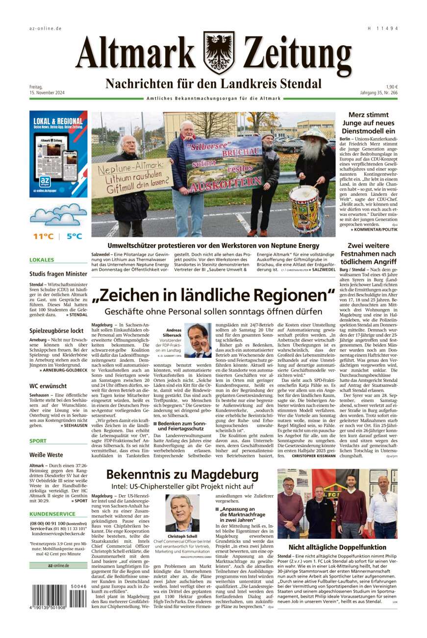 Landkreis Stendal vom Freitag, 15.11.2024