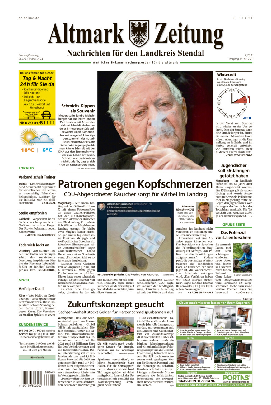 Landkreis Stendal vom Samstag, 26.10.2024