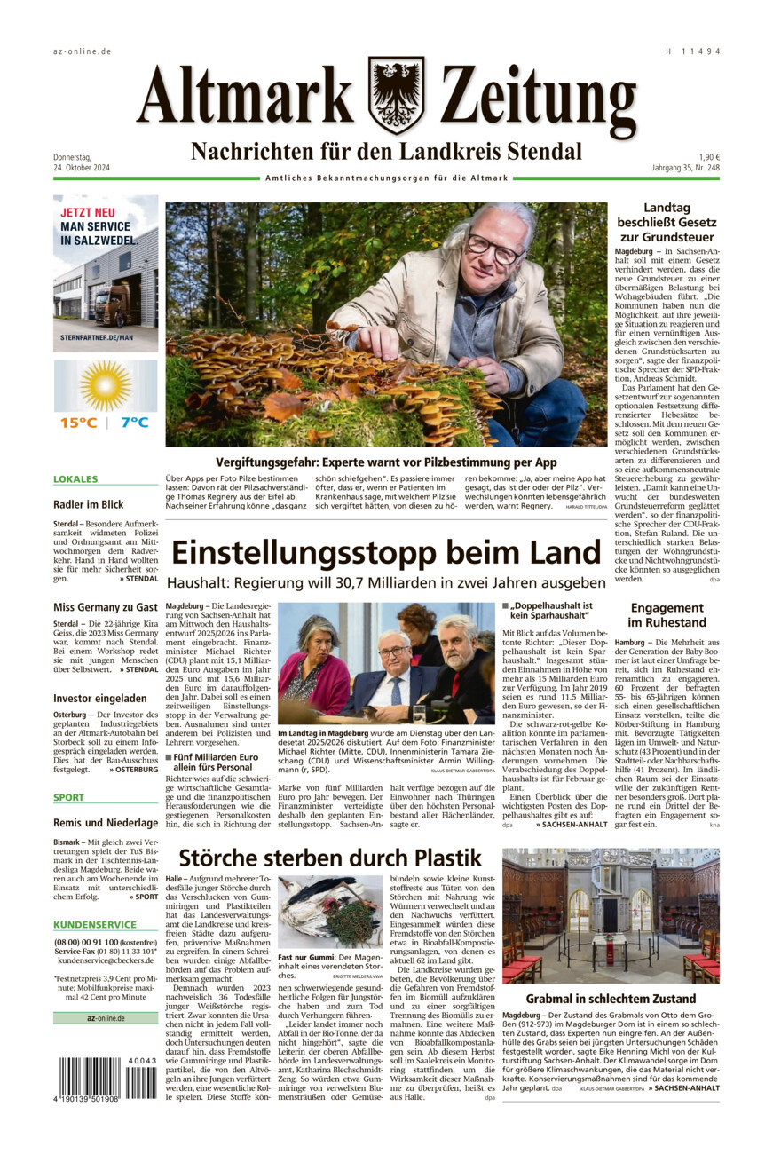 Landkreis Stendal vom Donnerstag, 24.10.2024