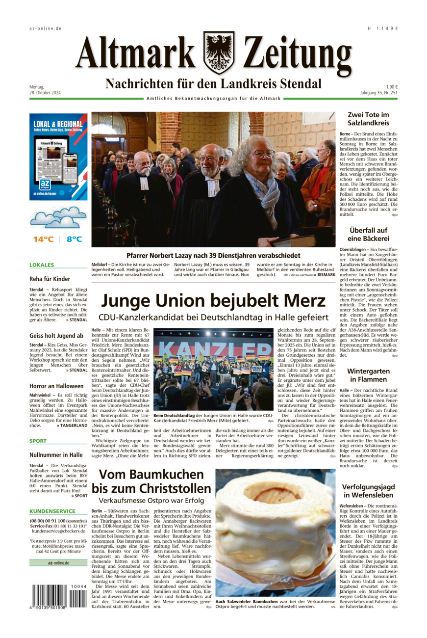 Landkreis Stendal vom Montag, 28.10.2024