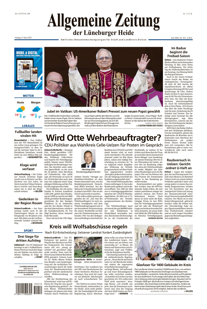 Allgemeine Zeitung vom Freitag, 09.05.2025