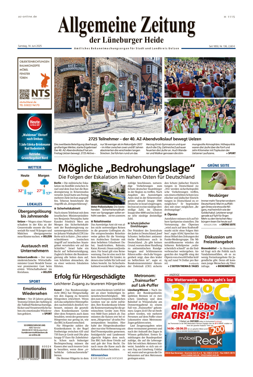 Allgemeine Zeitung vom Samstag, 14.06.2025