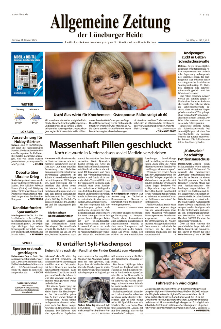 Allgemeine Zeitung vom Dienstag, 21.10.2025