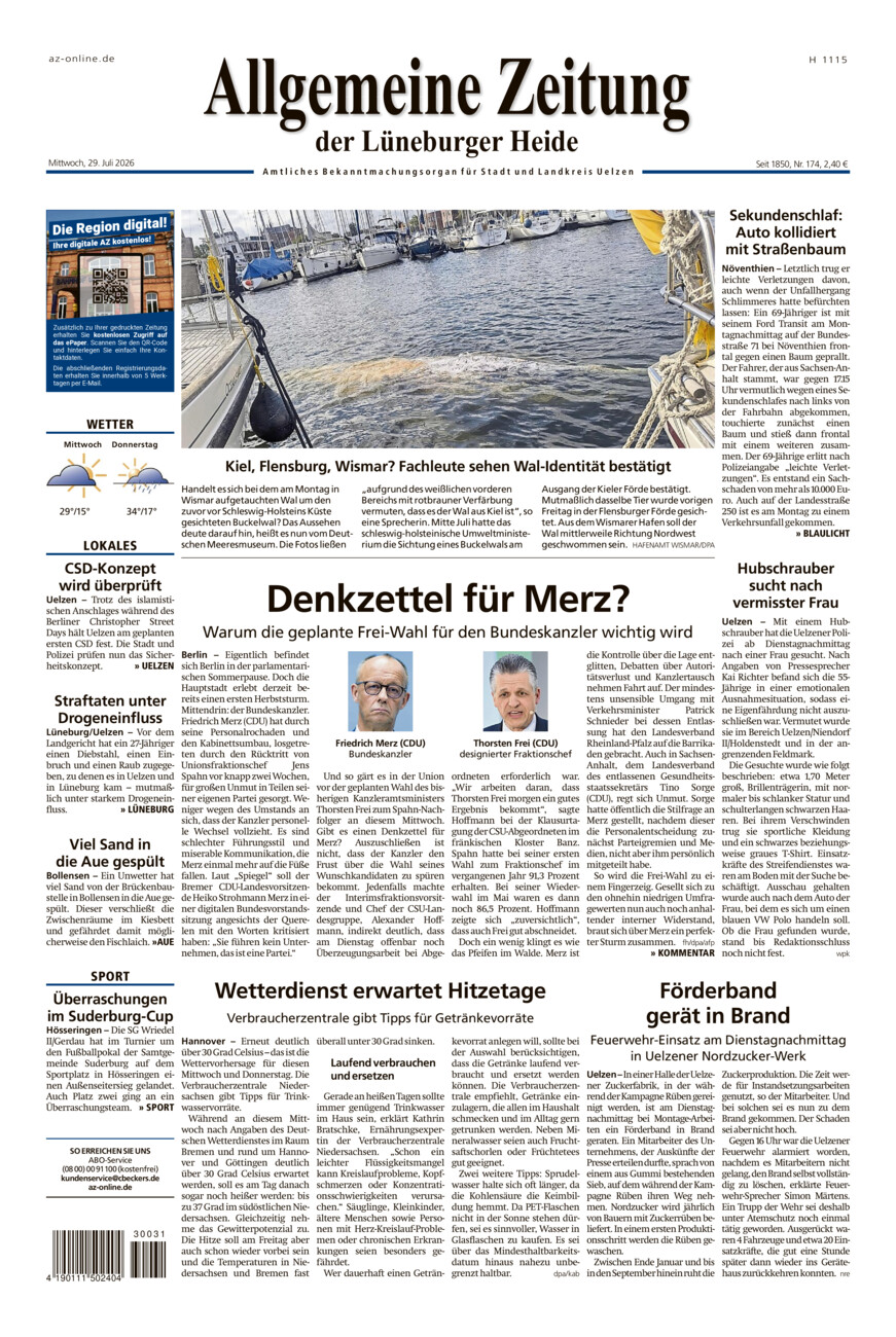 Allgemeine Zeitung vom Mittwoch, 29.07.2026
