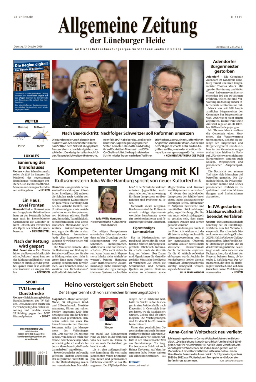 Allgemeine Zeitung vom Dienstag, 13.10.2026