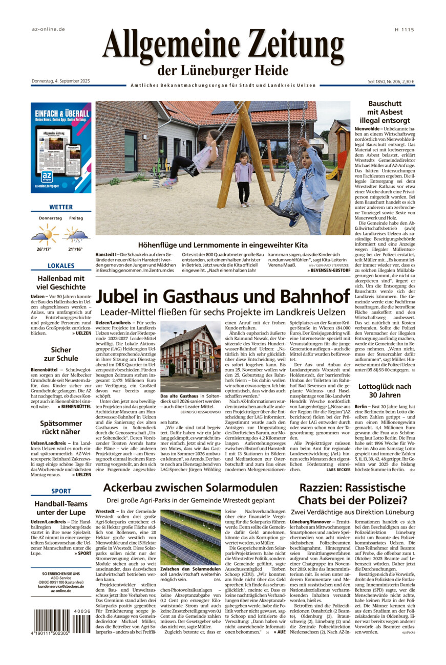 Allgemeine Zeitung vom Donnerstag, 04.09.2025