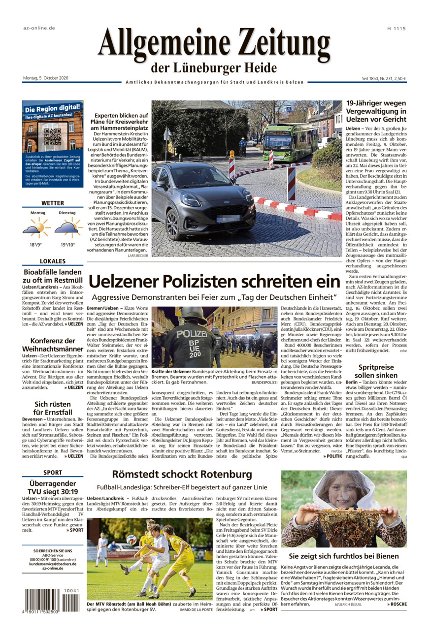 Allgemeine Zeitung vom Montag, 05.10.2026