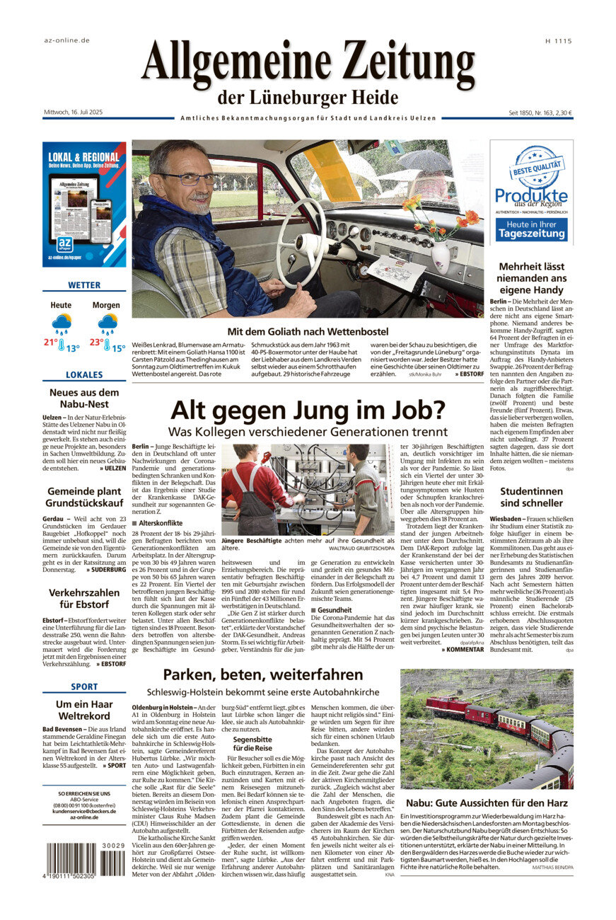 Allgemeine Zeitung vom Mittwoch, 16.07.2025