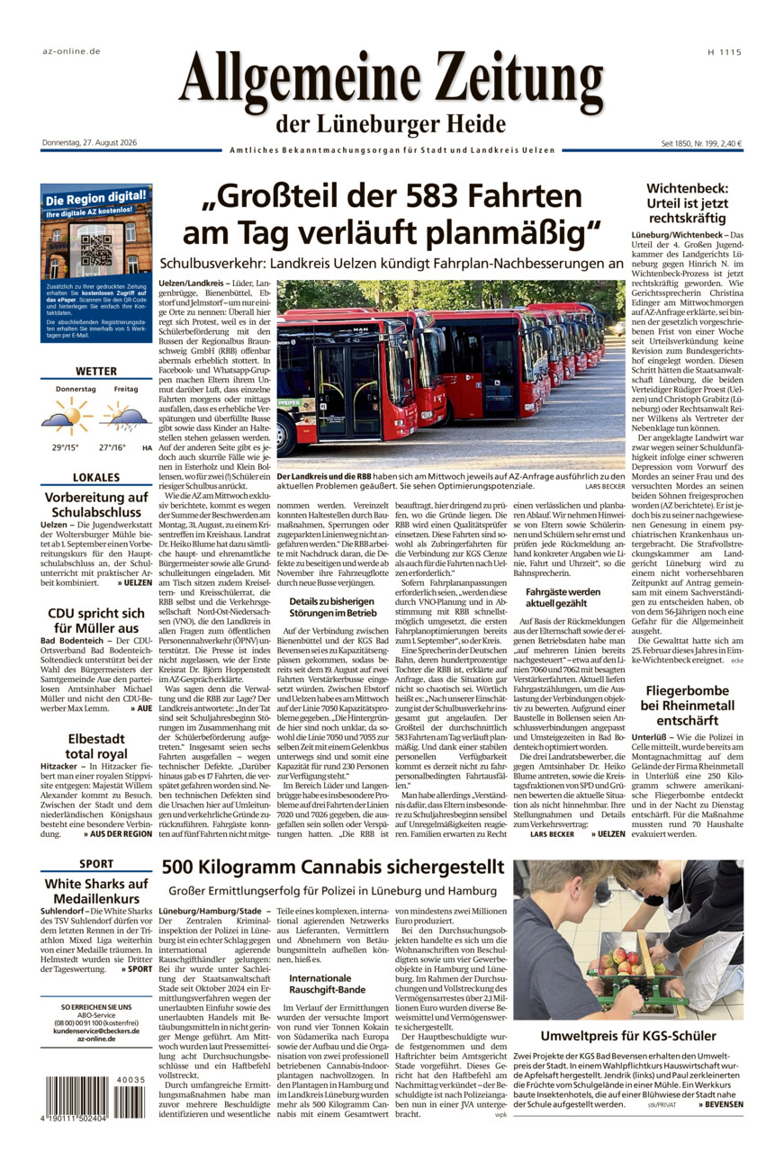 Allgemeine Zeitung vom Donnerstag, 27.08.2026