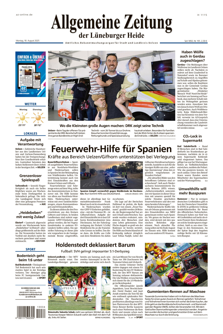 Allgemeine Zeitung vom Montag, 18.08.2025