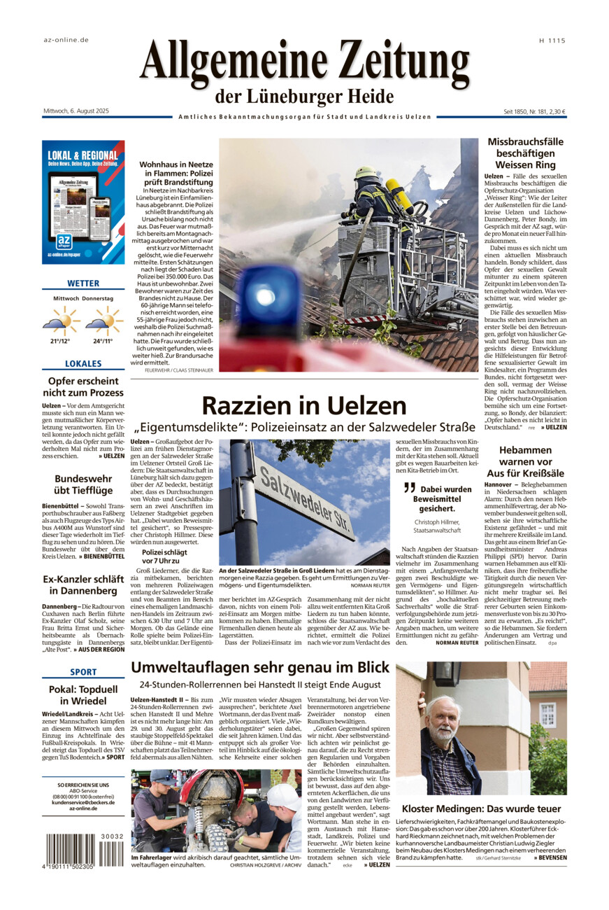 Allgemeine Zeitung vom Mittwoch, 06.08.2025