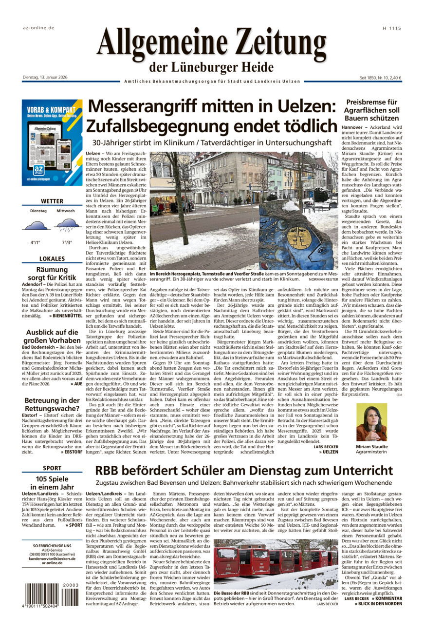Allgemeine Zeitung vom Dienstag, 13.01.2026