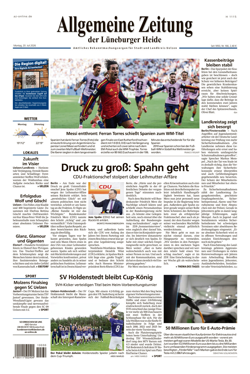 Allgemeine Zeitung vom Montag, 20.07.2026