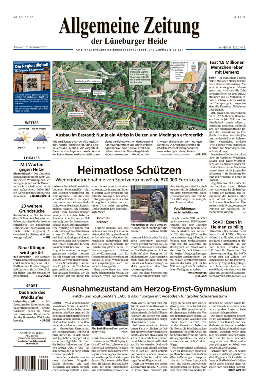 Allgemeine Zeitung vom Mittwoch, 23.09.2026