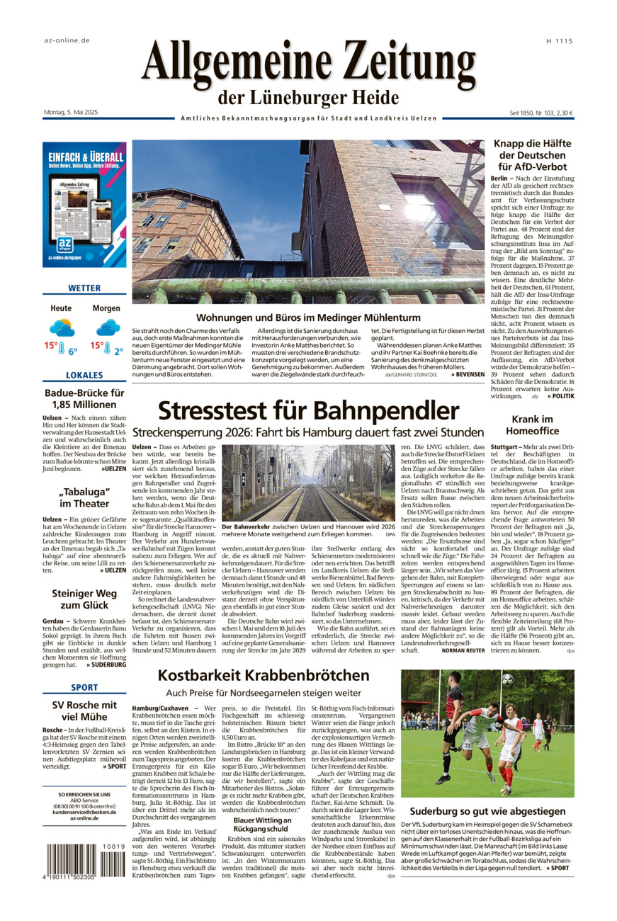 Allgemeine Zeitung vom Montag, 05.05.2025