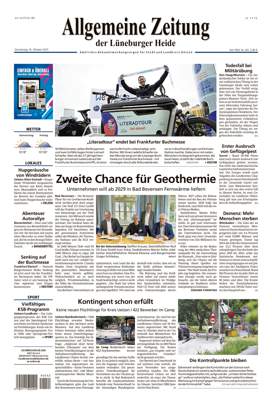 Allgemeine Zeitung vom Donnerstag, 16.10.2025
