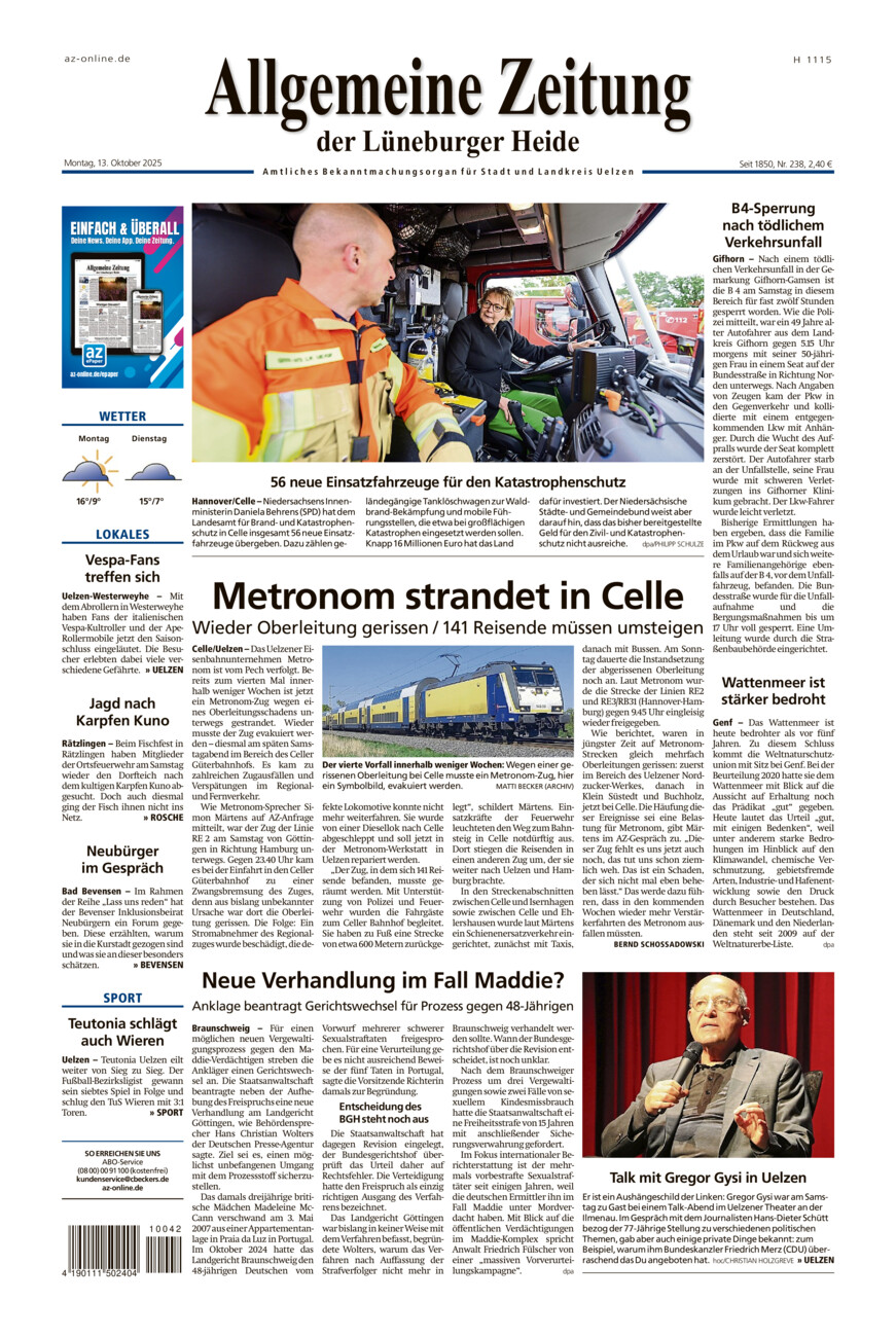 Allgemeine Zeitung vom Montag, 13.10.2025