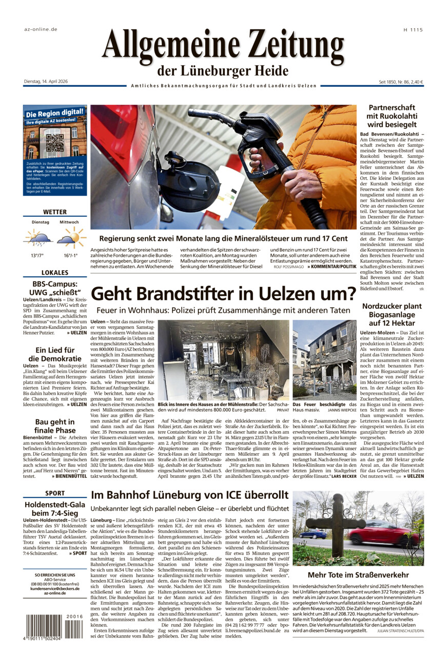 Allgemeine Zeitung vom Dienstag, 14.04.2026