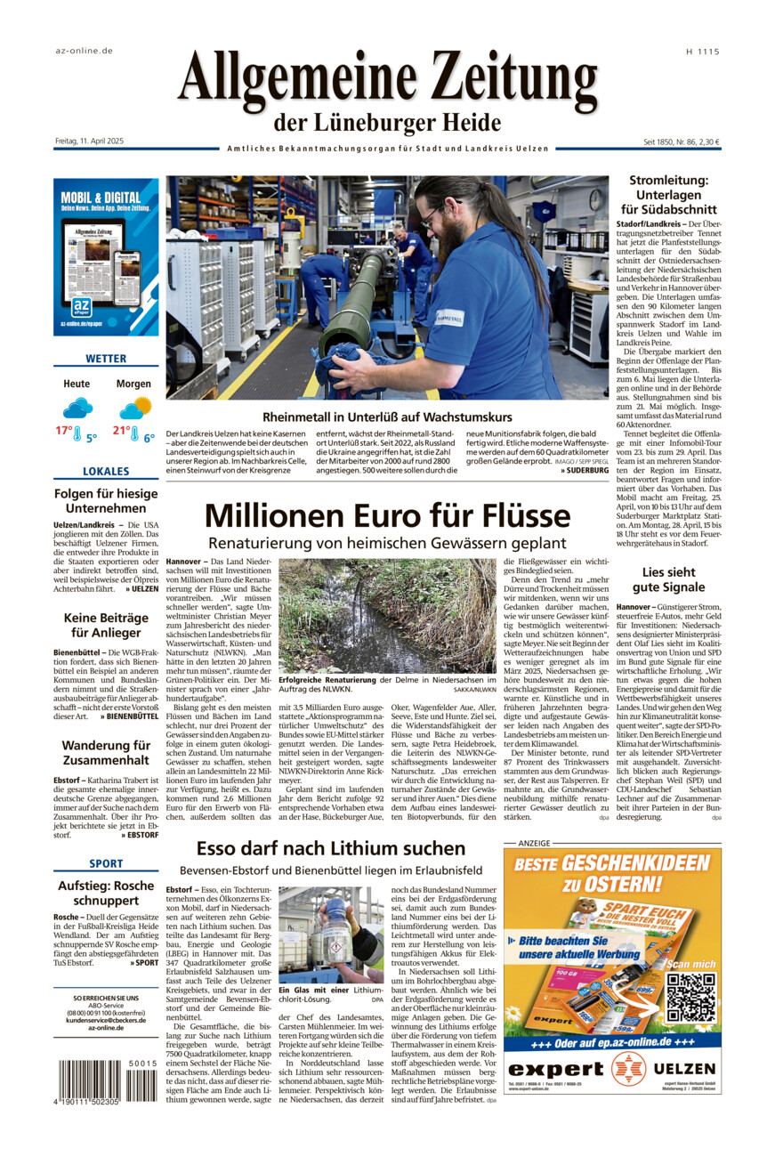Allgemeine Zeitung vom Freitag, 11.04.2025