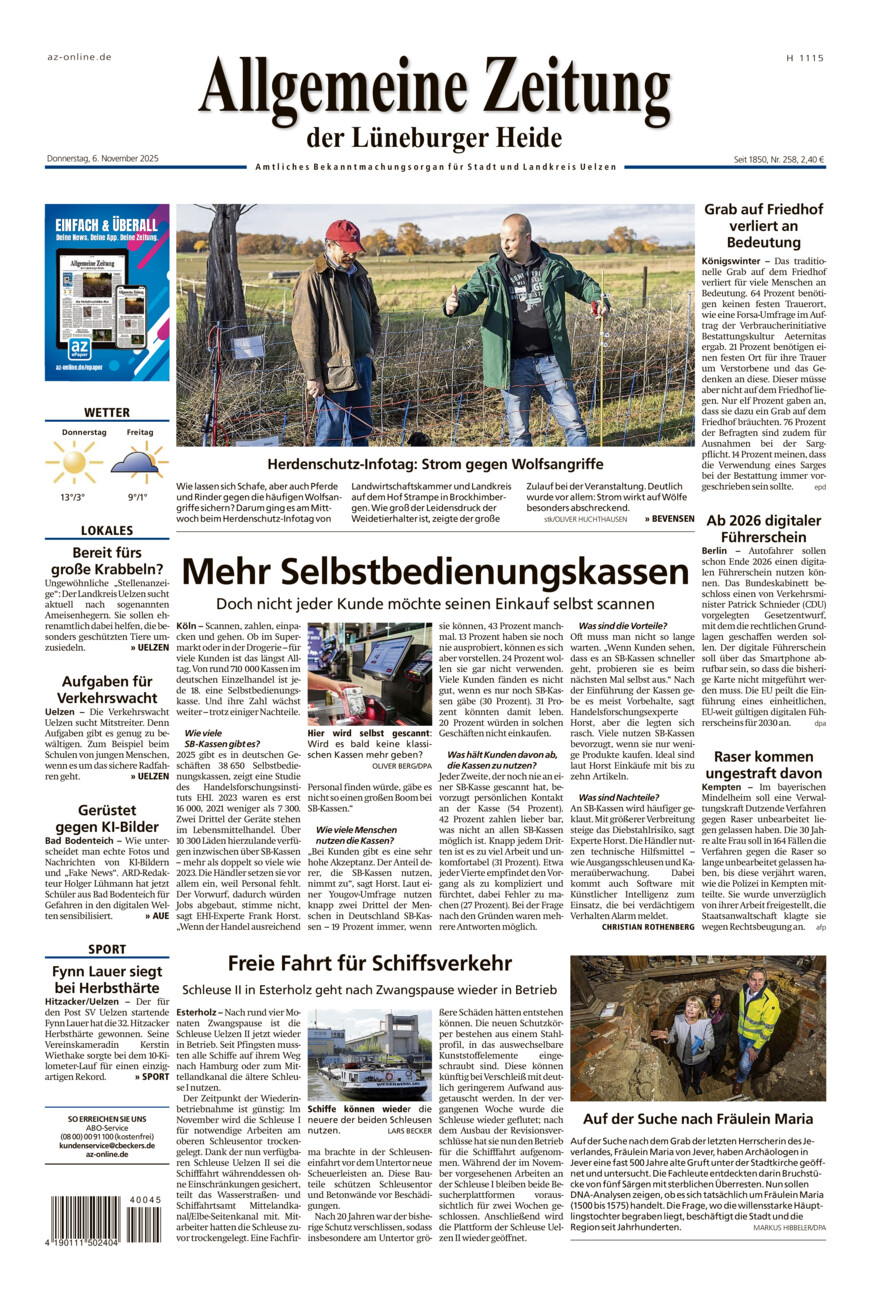 Allgemeine Zeitung vom Donnerstag, 06.11.2025