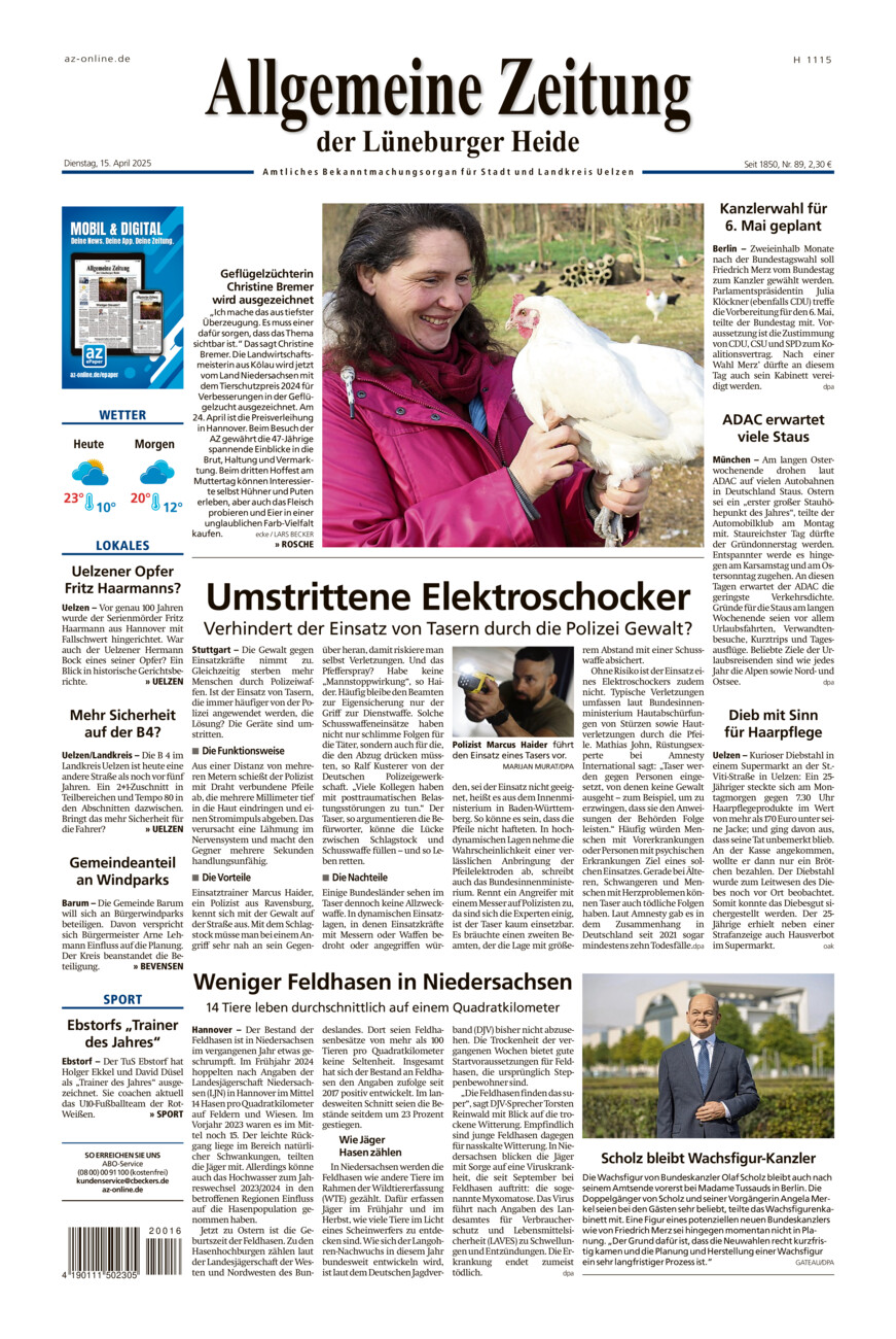 Allgemeine Zeitung vom Dienstag, 15.04.2025