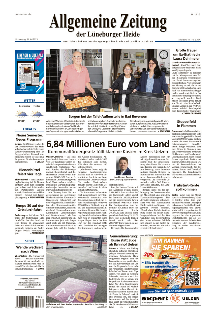 Allgemeine Zeitung vom Donnerstag, 31.07.2025