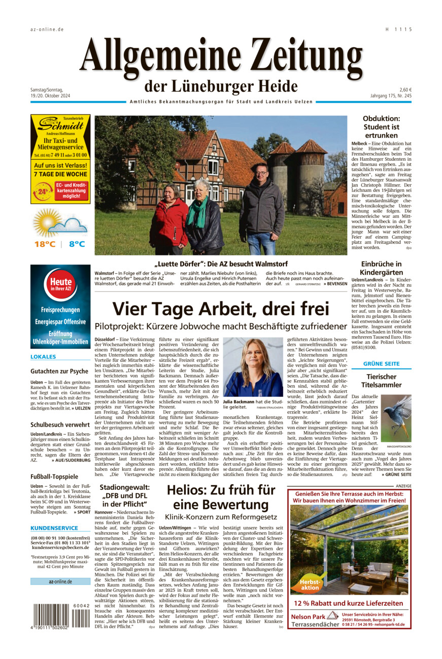 Allgemeine Zeitung vom Samstag, 19.10.2024