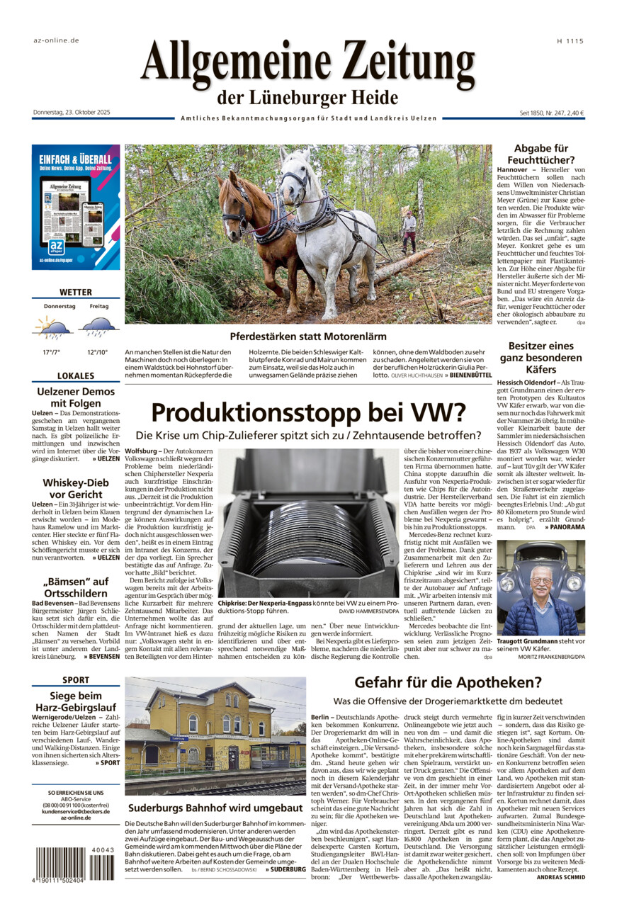 Allgemeine Zeitung vom Donnerstag, 23.10.2025