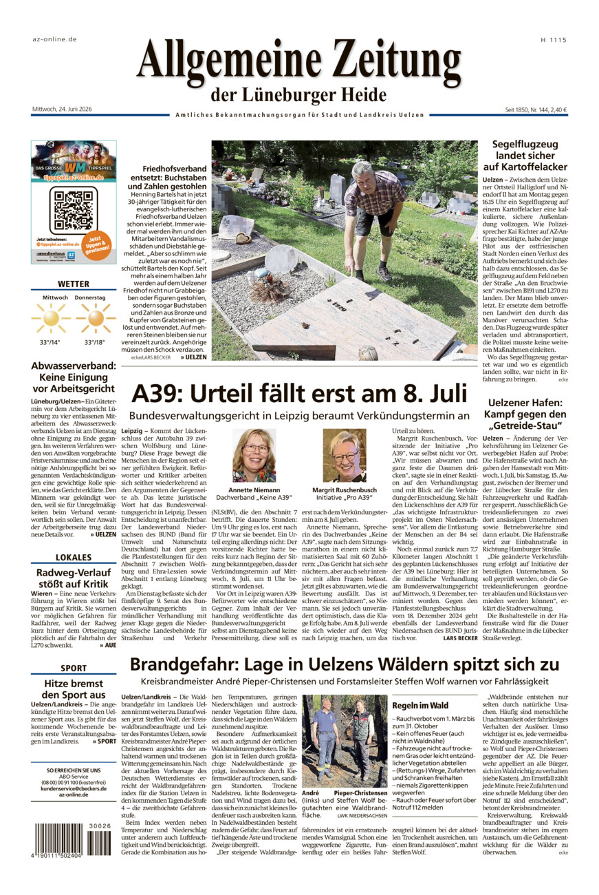 Allgemeine Zeitung vom Mittwoch, 24.06.2026