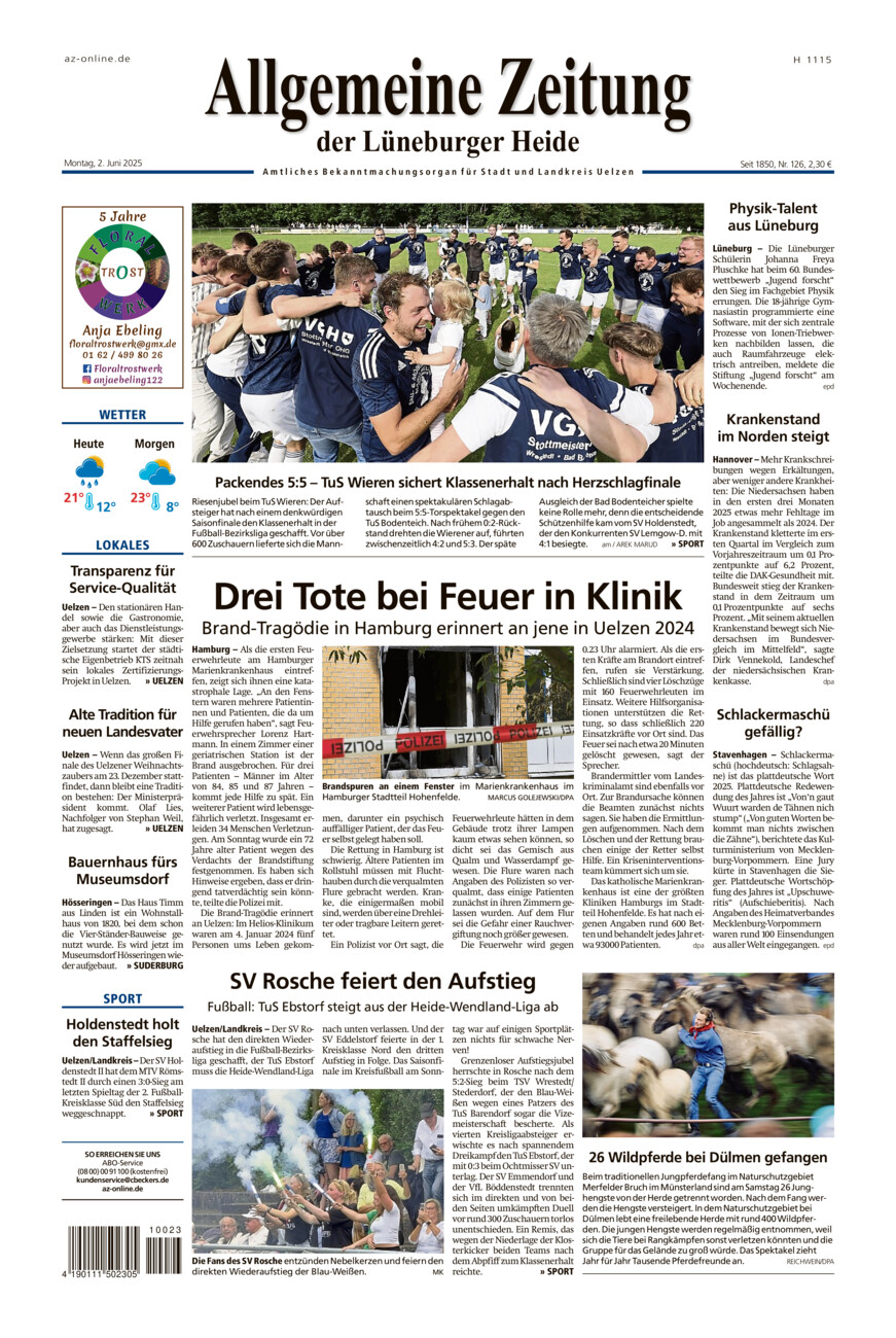 Allgemeine Zeitung vom Montag, 02.06.2025