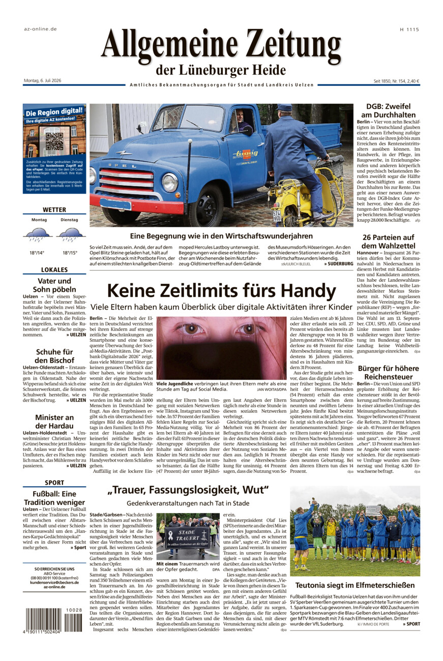 Allgemeine Zeitung vom Montag, 06.07.2026