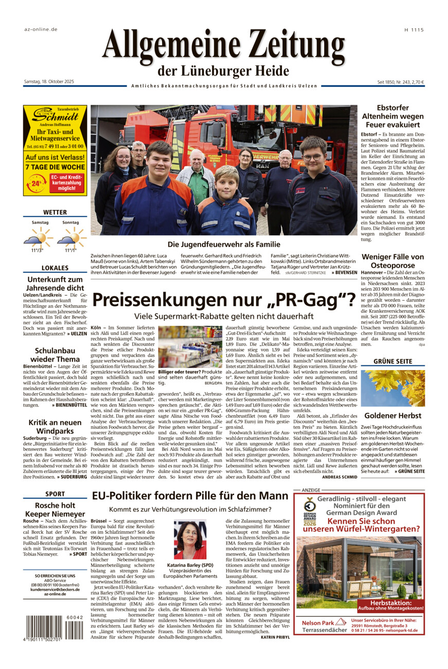 Allgemeine Zeitung vom Samstag, 18.10.2025