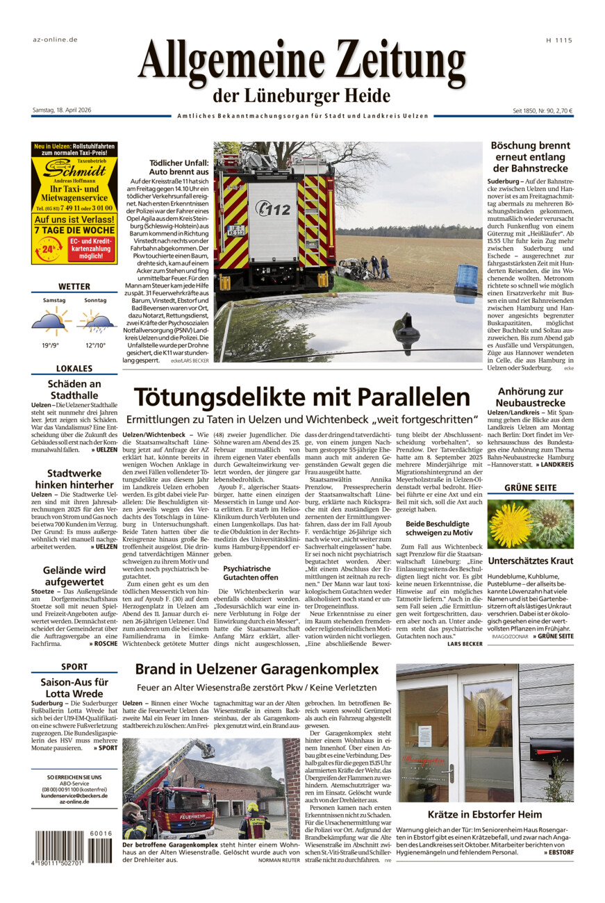 Allgemeine Zeitung vom Samstag, 18.04.2026
