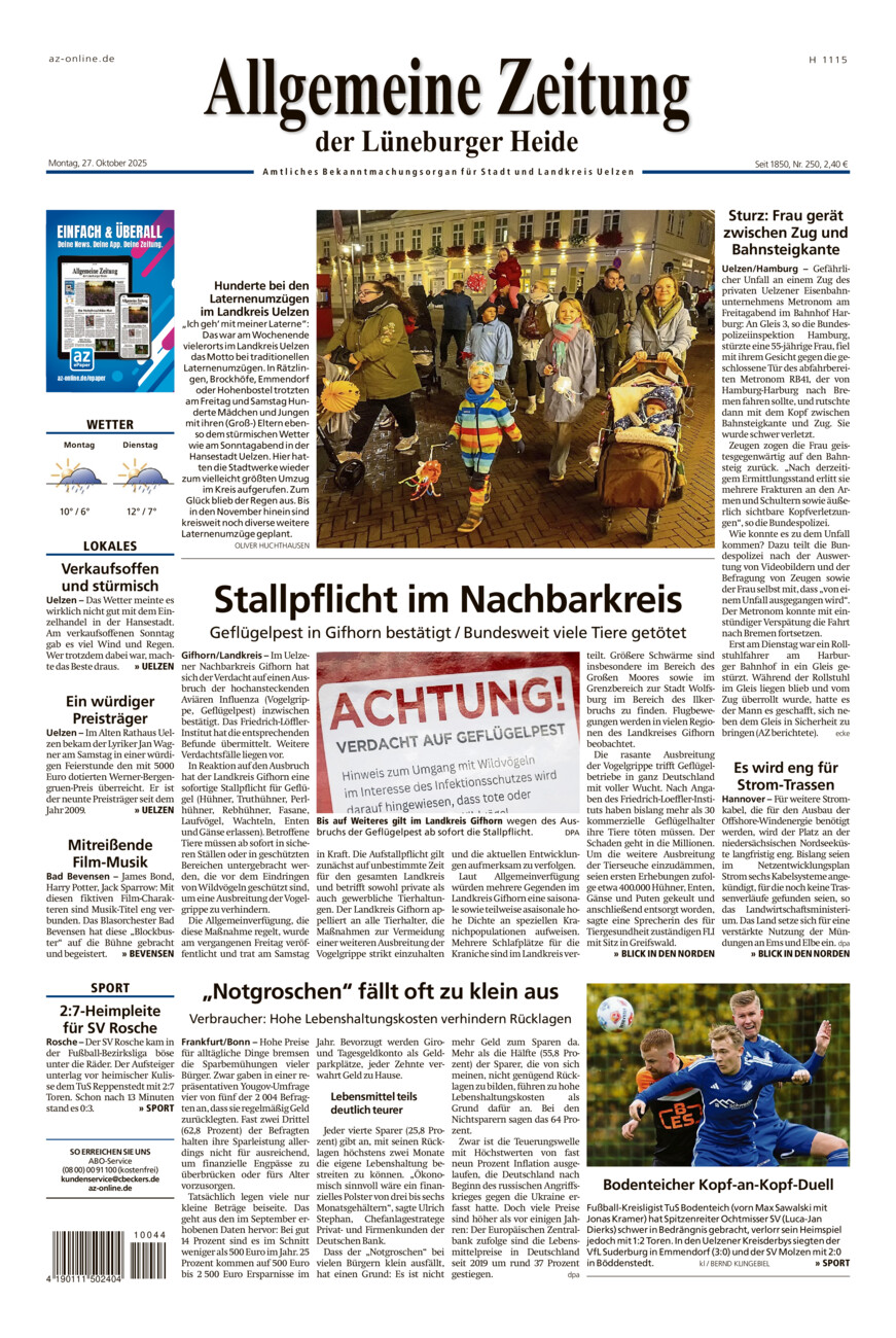 Allgemeine Zeitung vom Montag, 27.10.2025