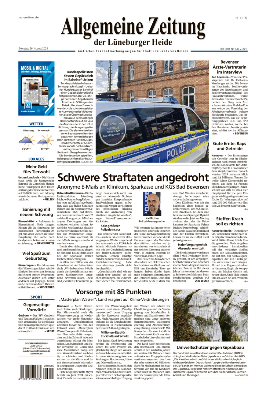 Allgemeine Zeitung vom Dienstag, 26.08.2025