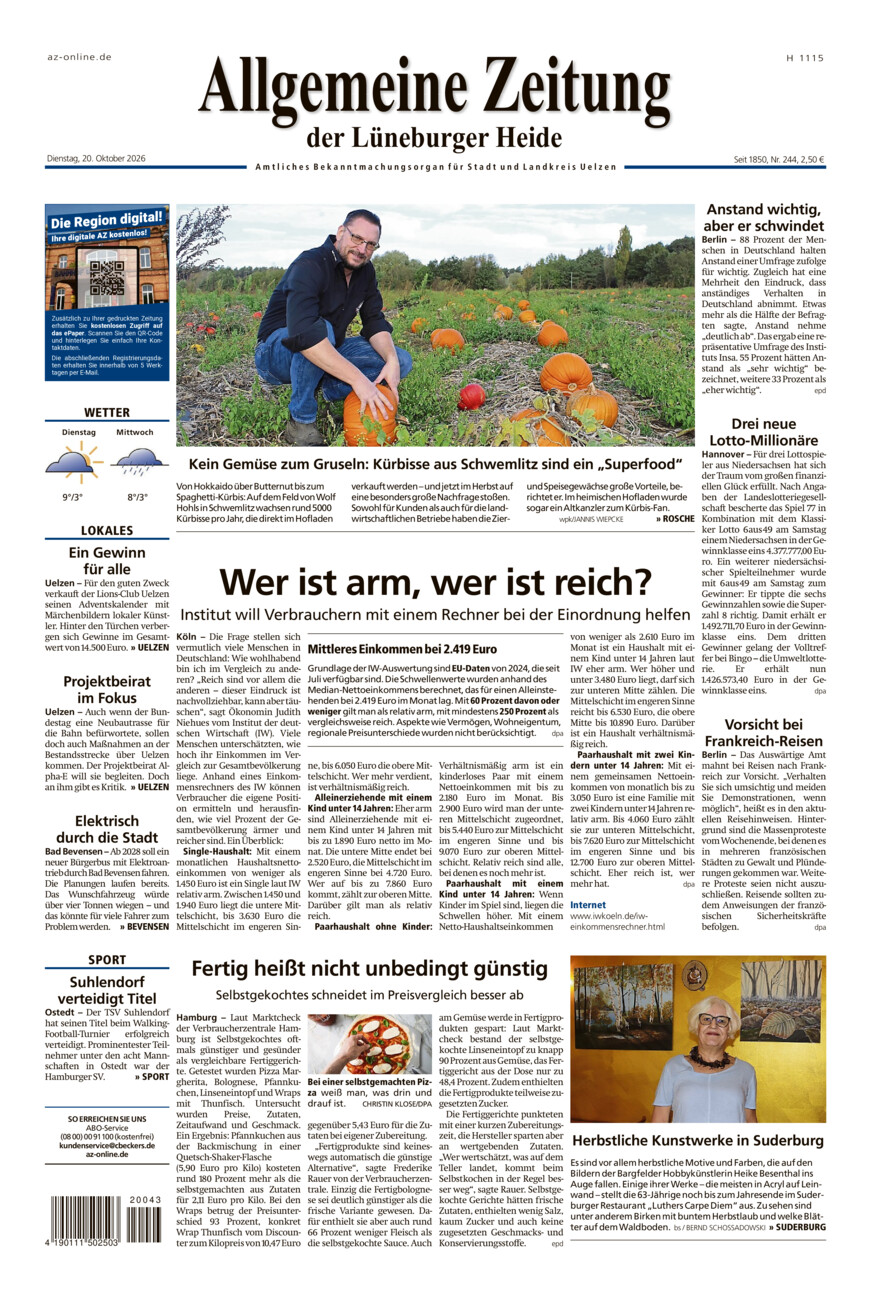 Allgemeine Zeitung vom Dienstag, 20.10.2026