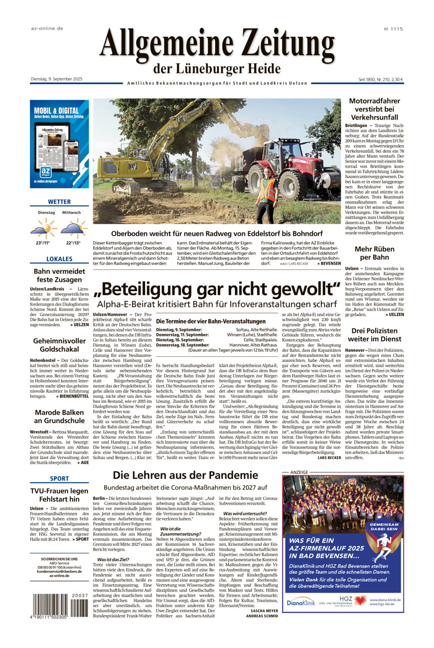 Allgemeine Zeitung vom Dienstag, 09.09.2025