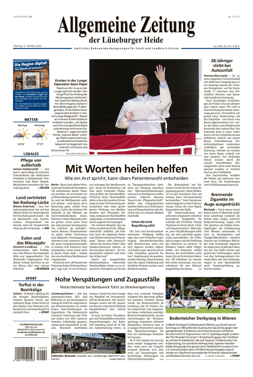 Allgemeine Zeitung vom Montag, 12.10.2026