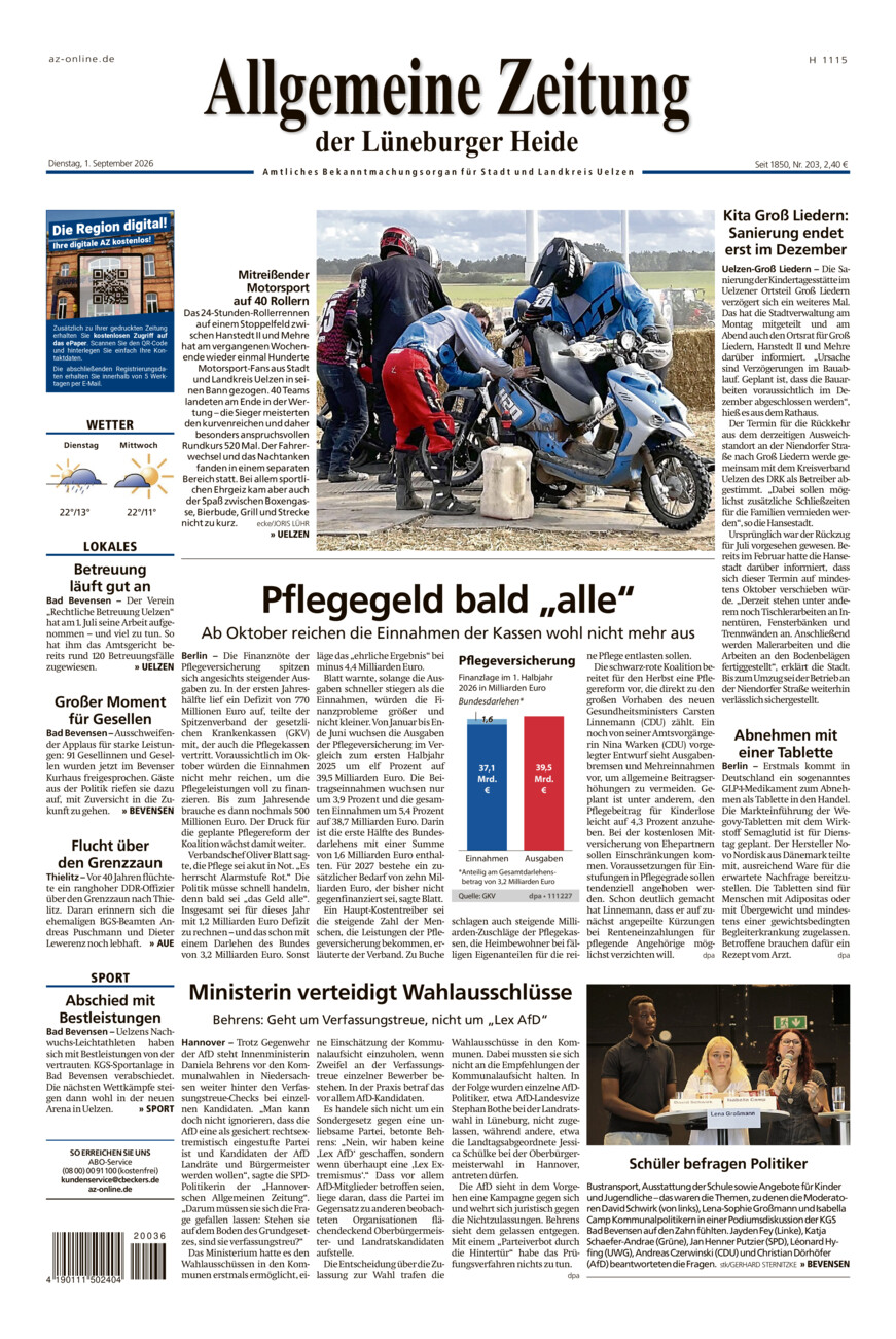 Allgemeine Zeitung vom Dienstag, 01.09.2026