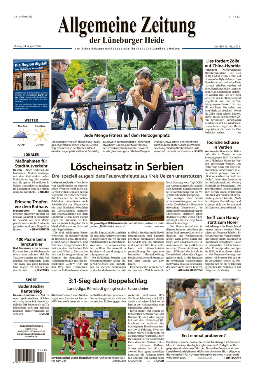 Allgemeine Zeitung vom Montag, 24.08.2026
