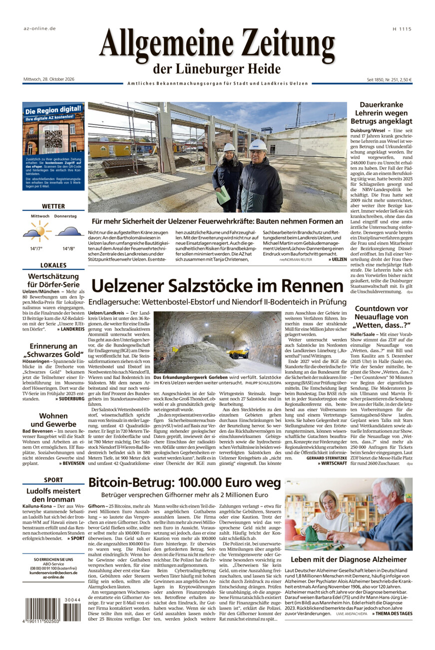 Allgemeine Zeitung vom Mittwoch, 28.10.2026