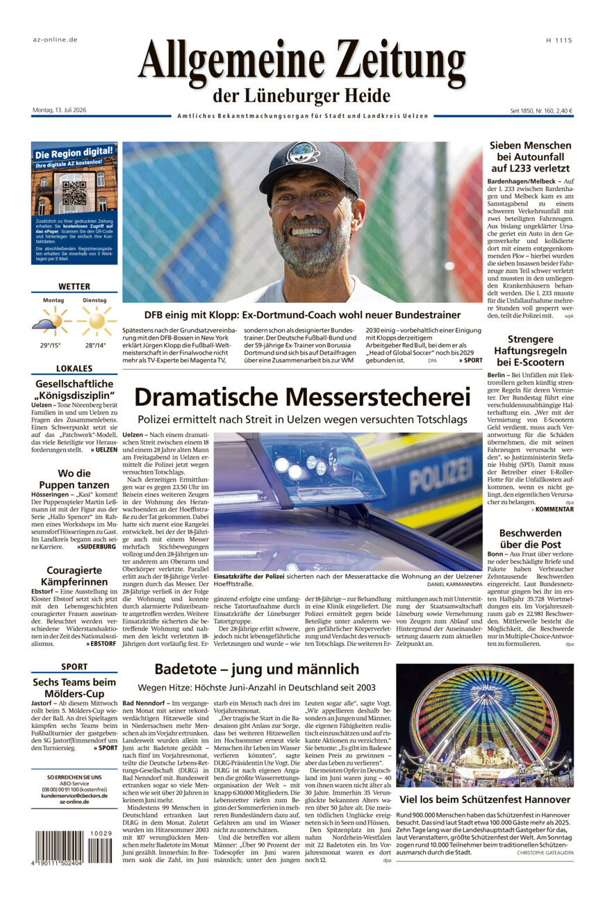 Allgemeine Zeitung vom Montag, 13.07.2026