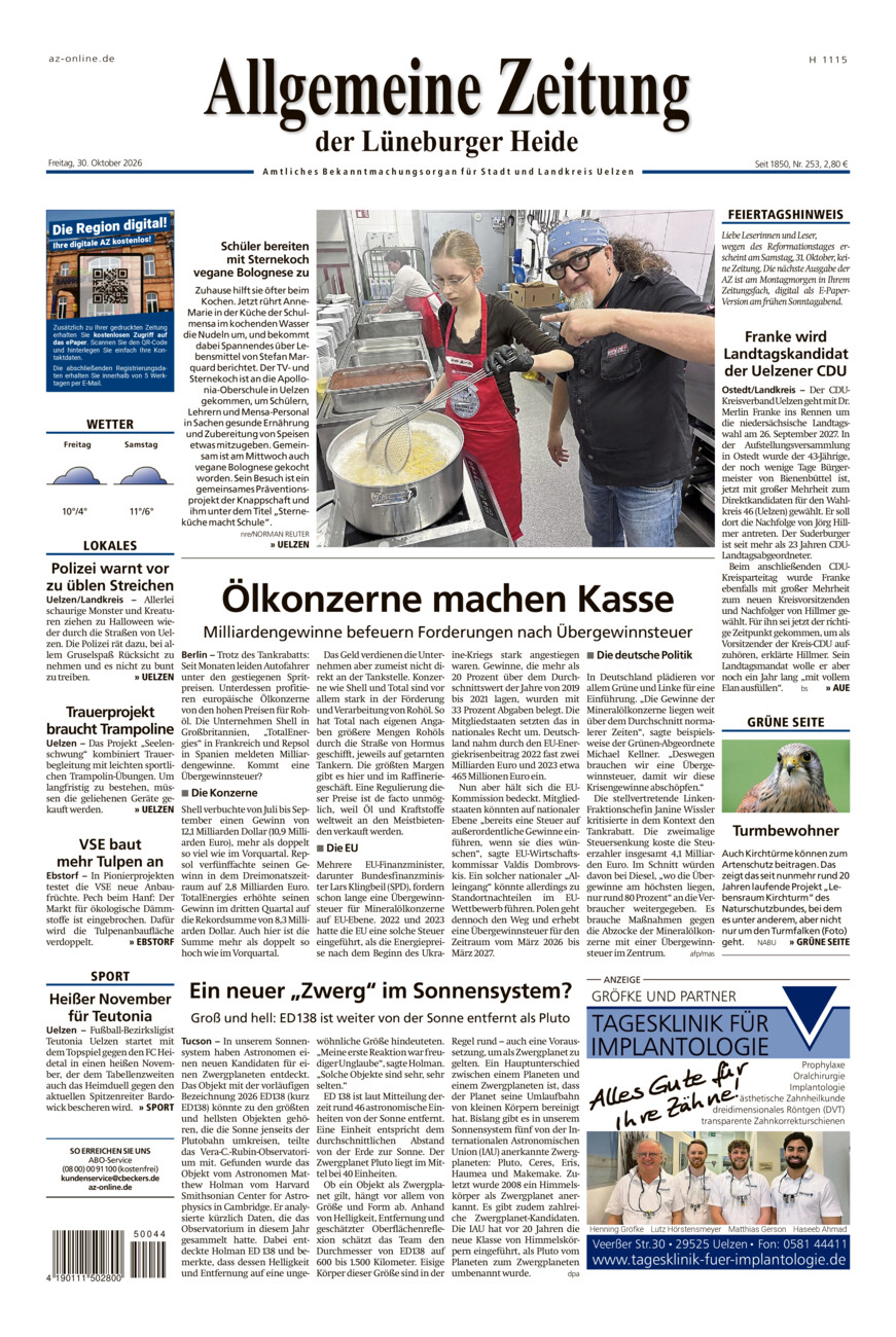Allgemeine Zeitung vom Freitag, 30.10.2026