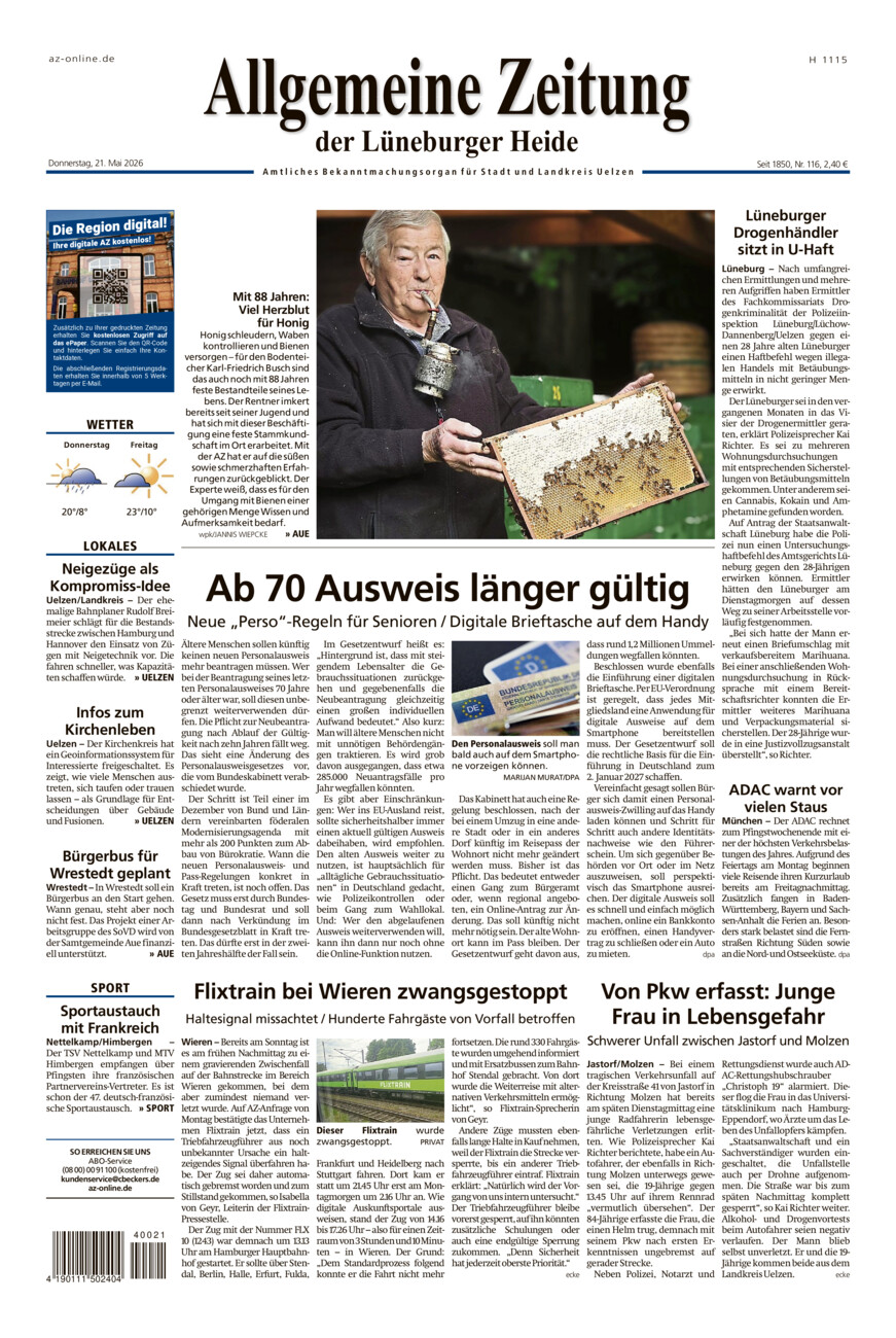 Allgemeine Zeitung vom Donnerstag, 21.05.2026