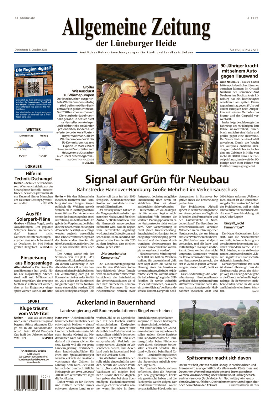 Allgemeine Zeitung vom Donnerstag, 08.10.2026