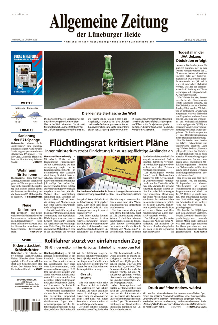 Allgemeine Zeitung vom Mittwoch, 22.10.2025