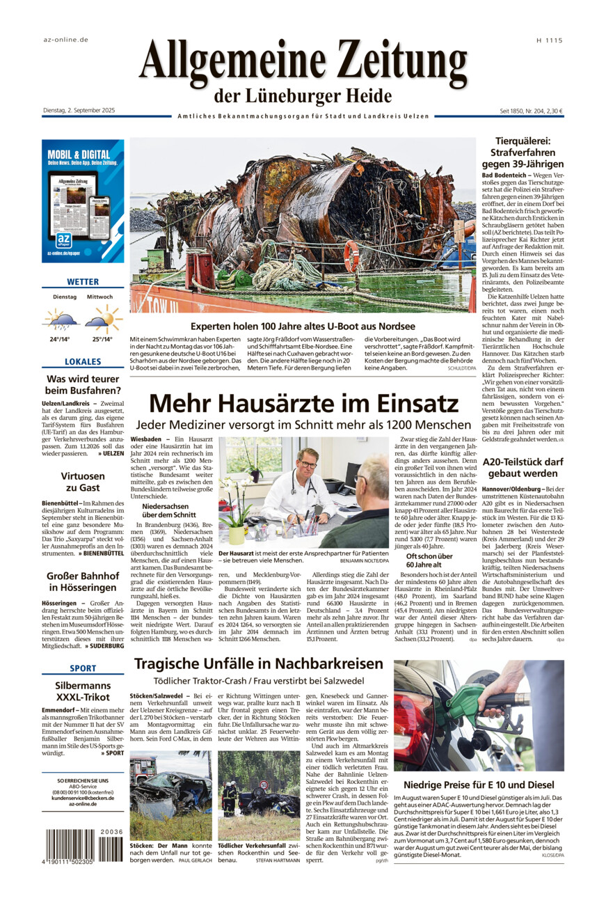 Allgemeine Zeitung vom Dienstag, 02.09.2025