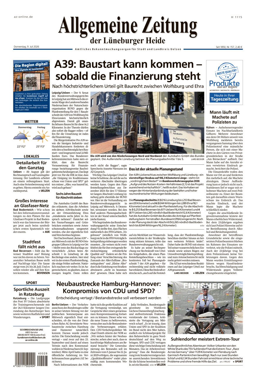 Allgemeine Zeitung vom Donnerstag, 09.07.2026